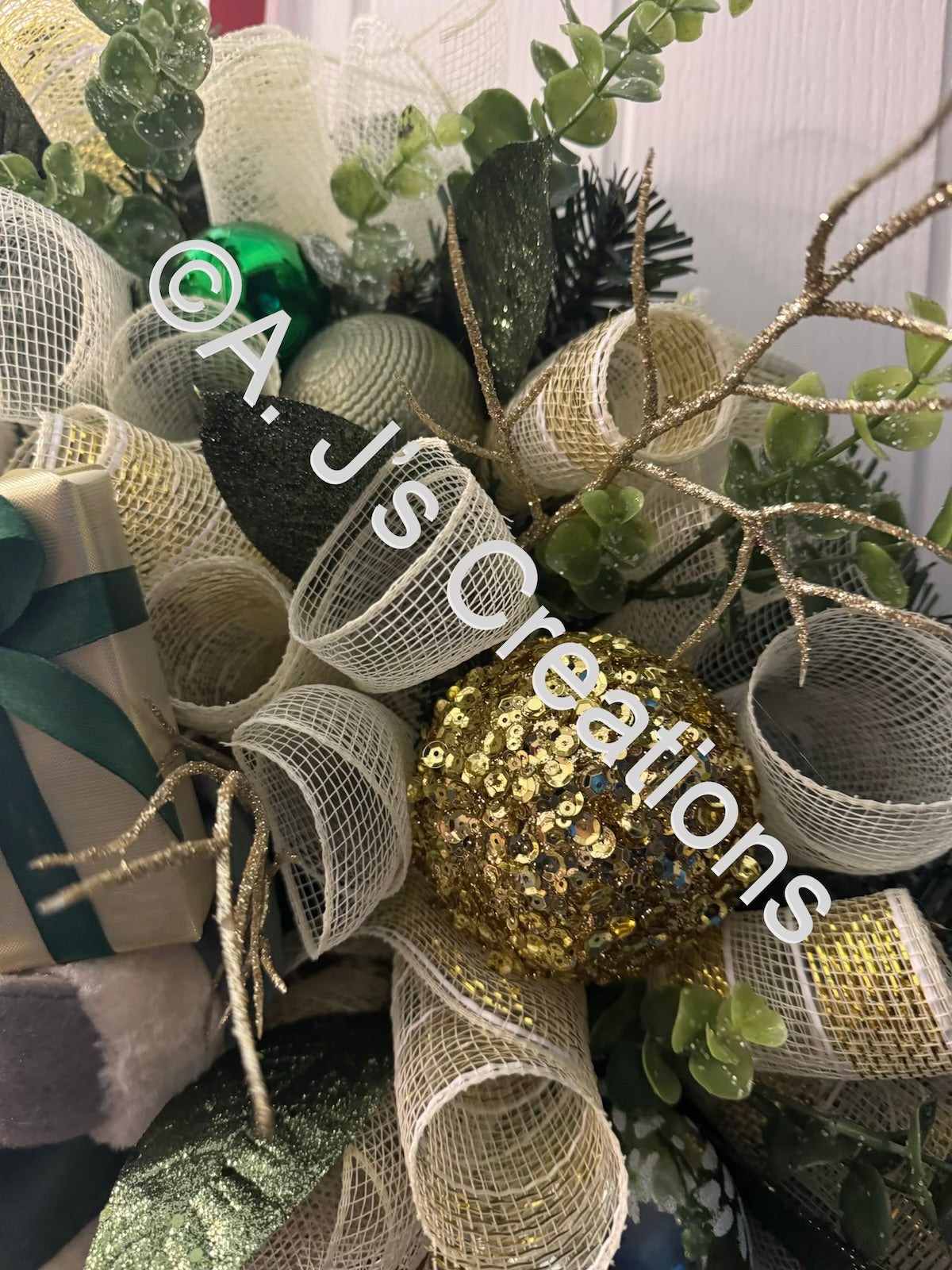 Green and Gold Santa Wreath