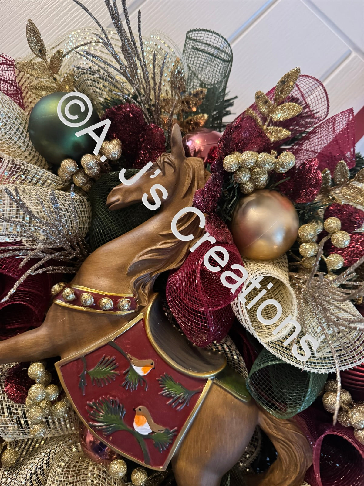 Traditional Style Rocking Horse Wreath