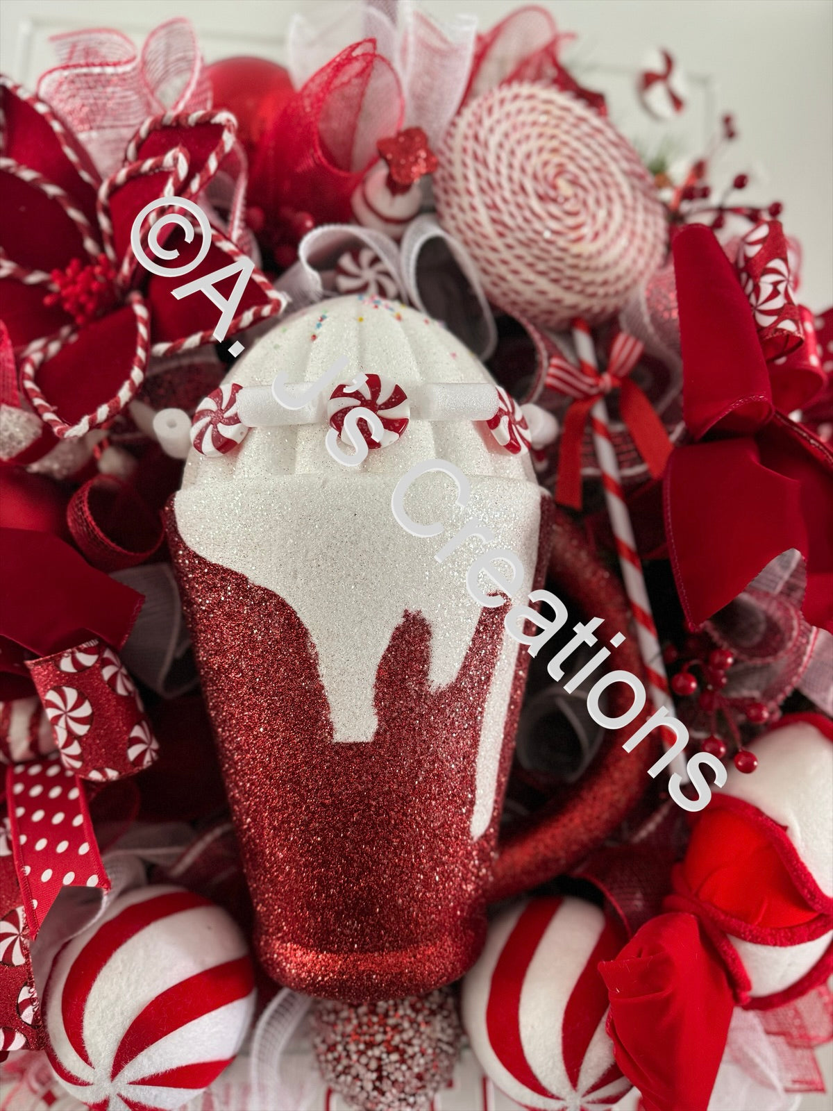 Candy Cane Milkshake Wreath
