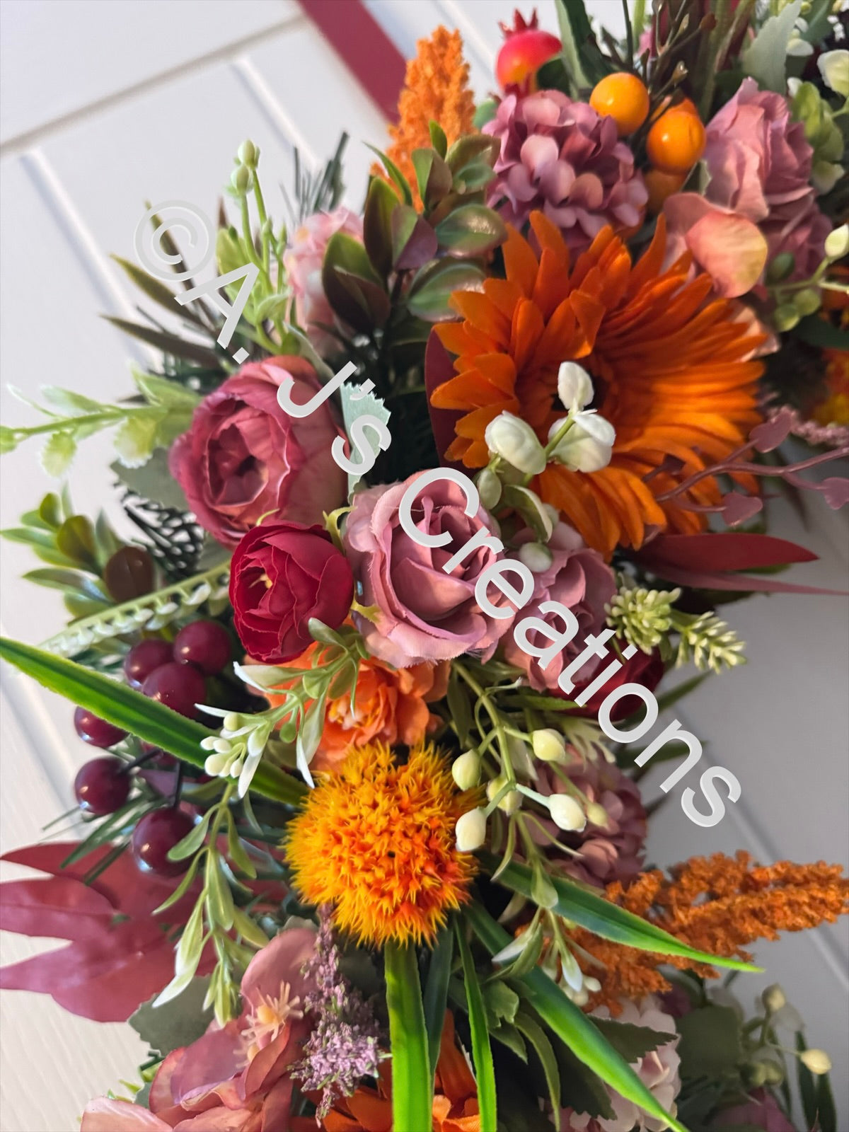 Orange & Burgundy 55cm Wreath