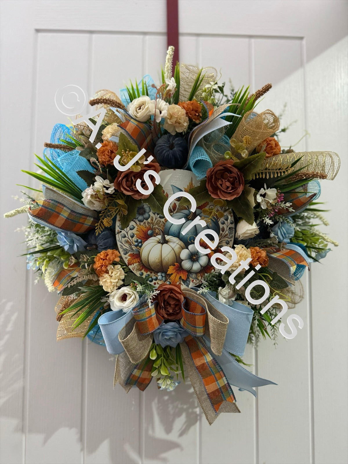 Blue Pumpkin Wreath