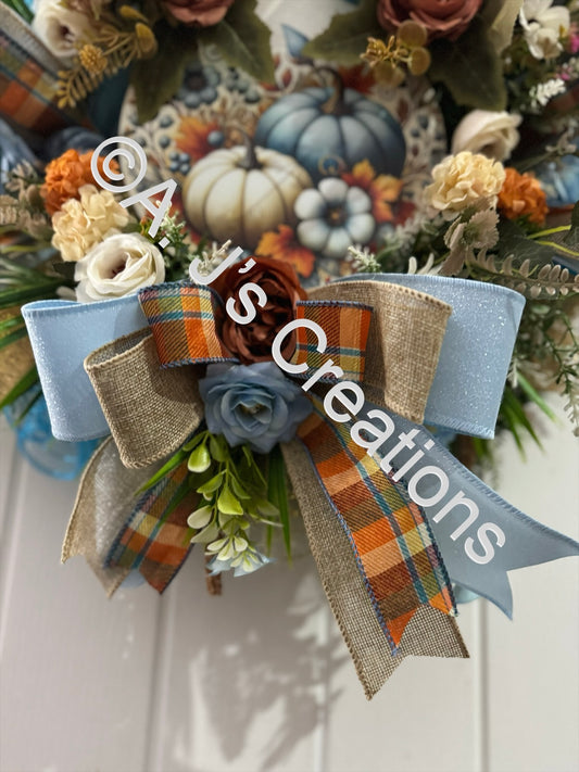 Blue Pumpkin Wreath