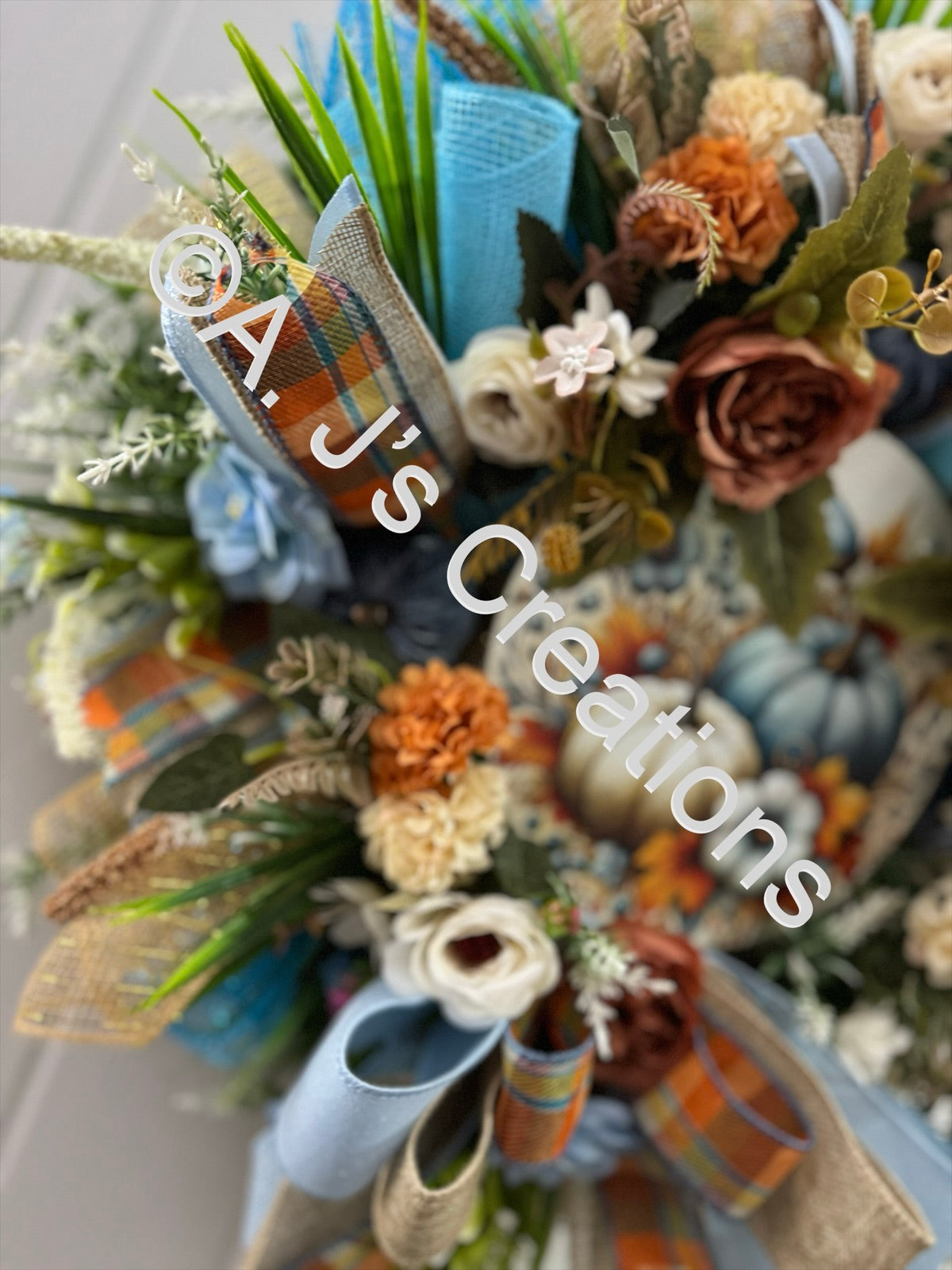 Blue Pumpkin Wreath