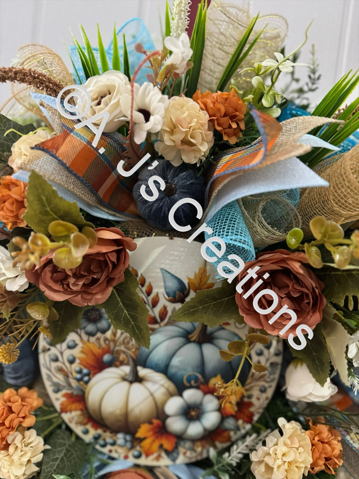 Blue Pumpkin Wreath