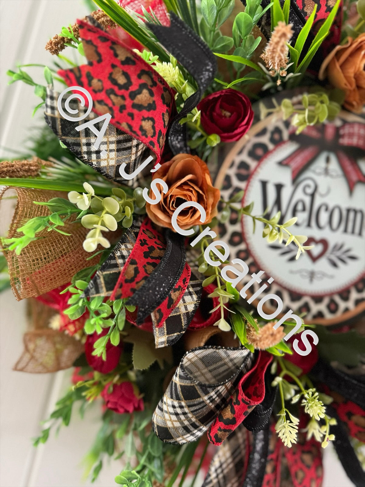 Red Leopard Print Wreath