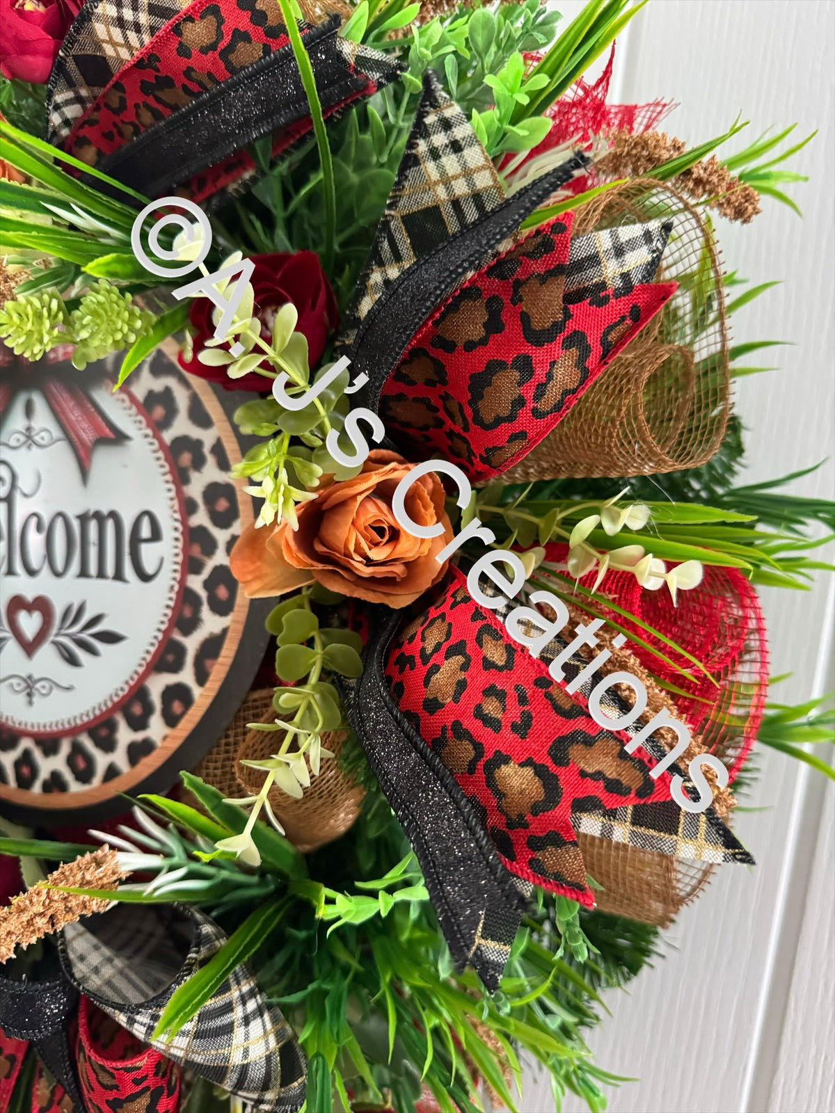 Red Leopard Print Wreath