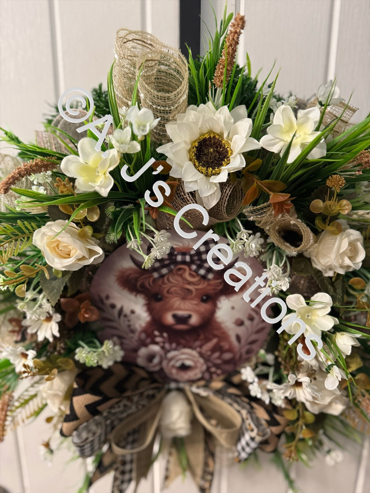 Rustic Highland Cow Wreath