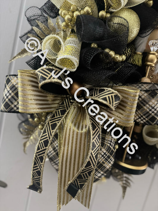 Black & Gold Nutcracker Wreath
