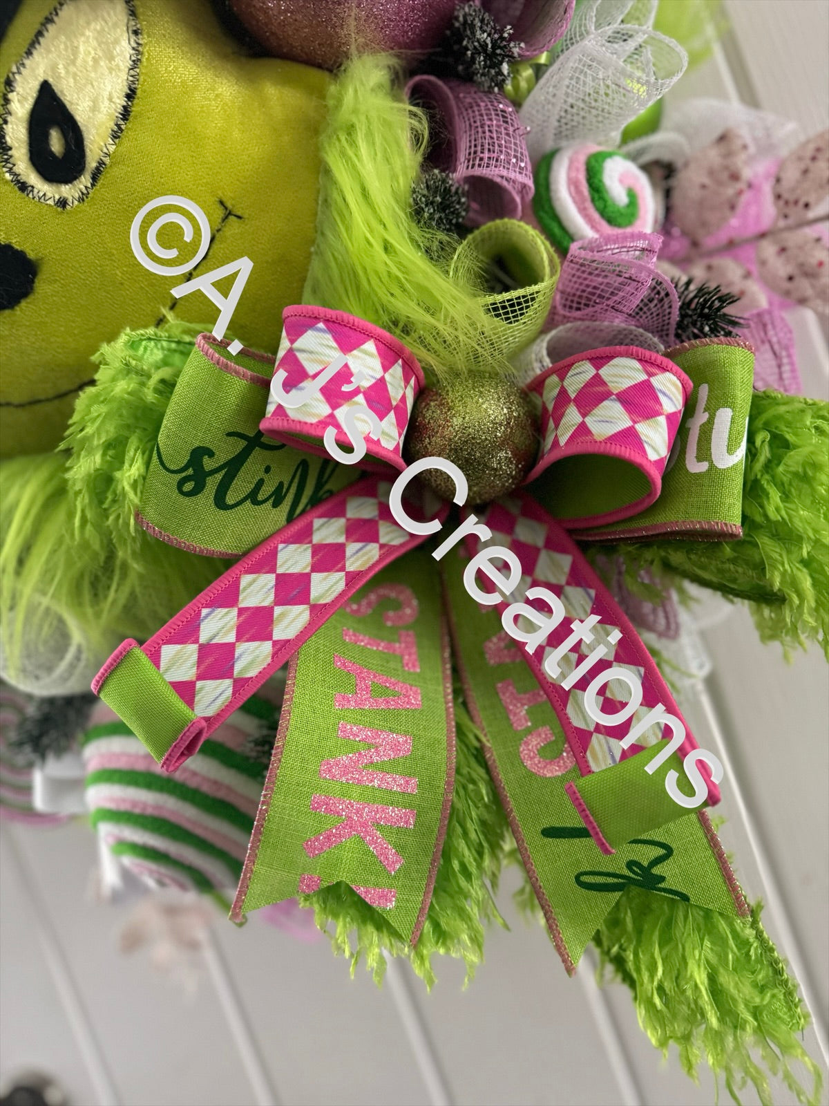 Pink Green Monster Wreath