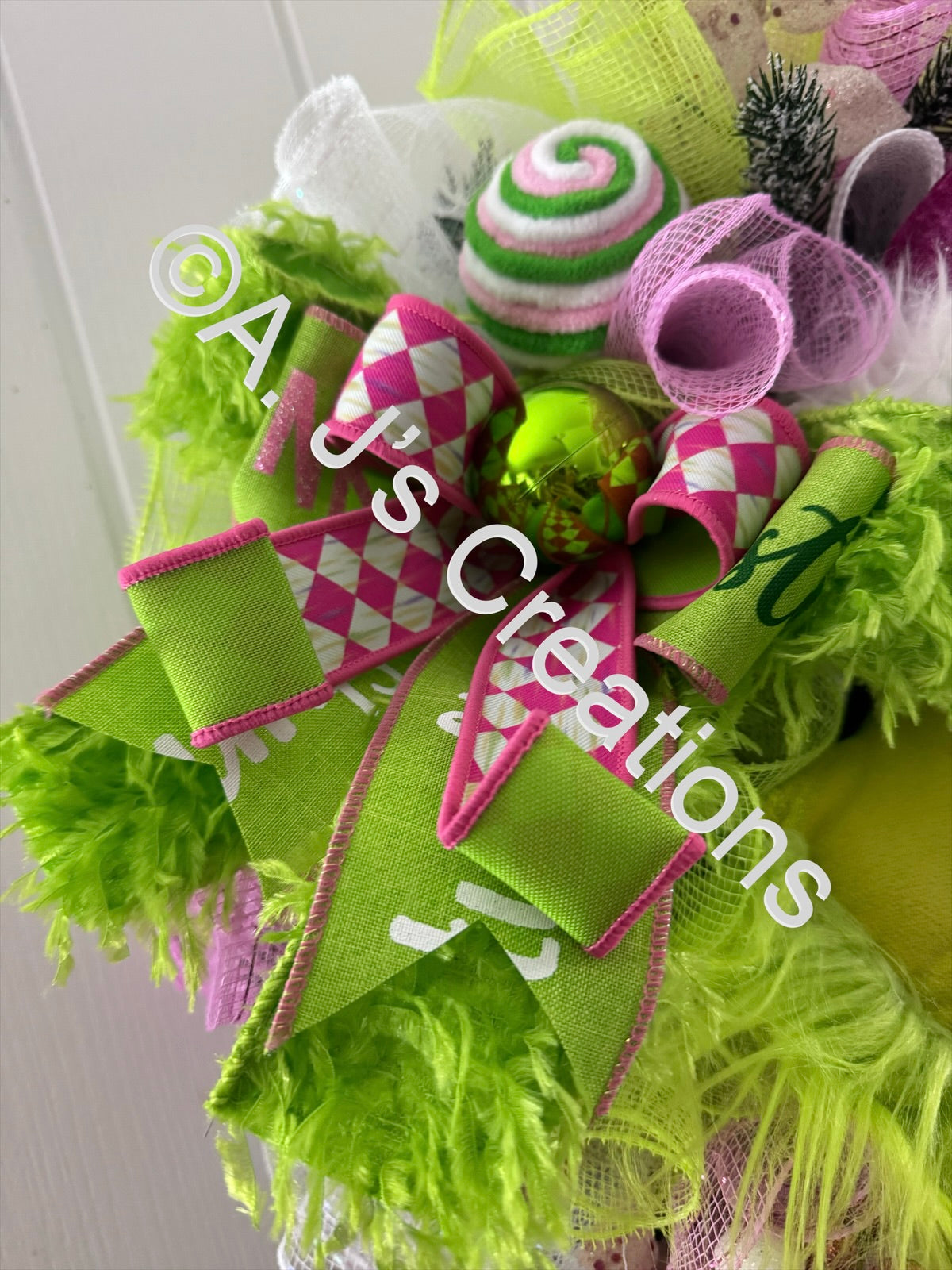 Pink Green Monster Wreath