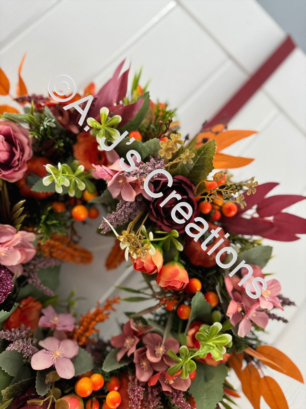 Burgundy & Orange 40cm Wreath