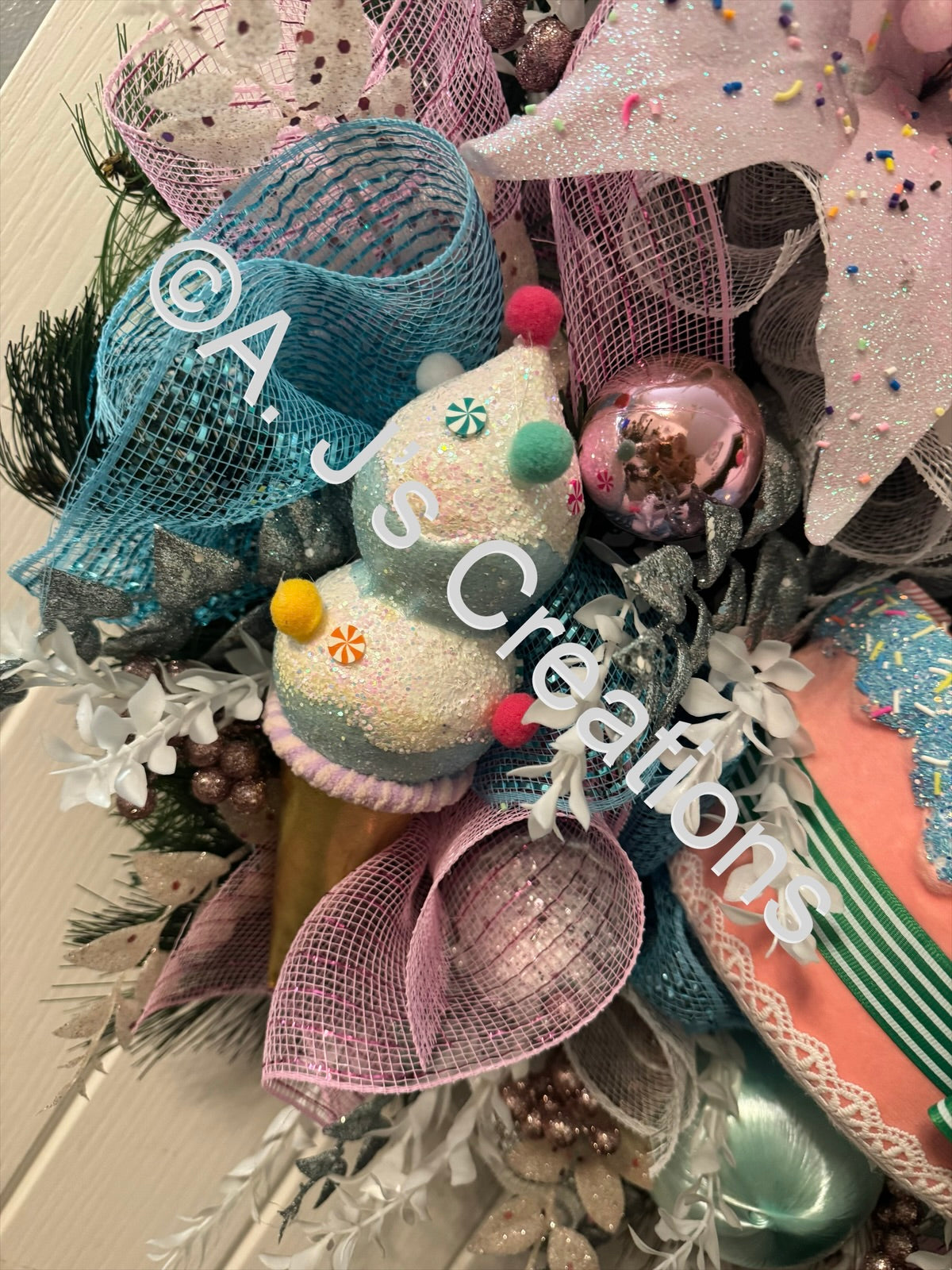 Pastel Candyland Teddy Wreath