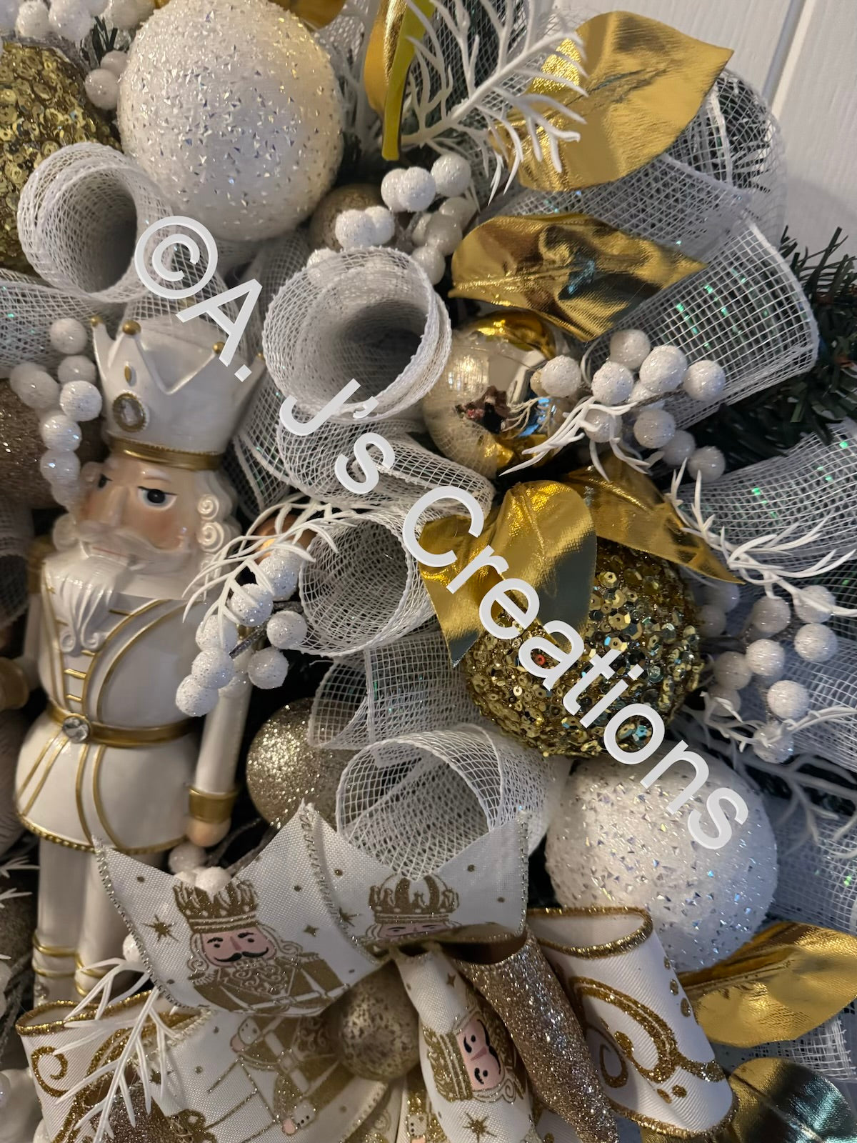 White & Gold Nutcracker Wreath