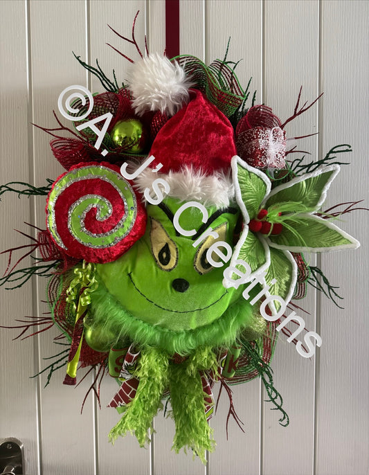 Red & Green Grumpy Character Wreath