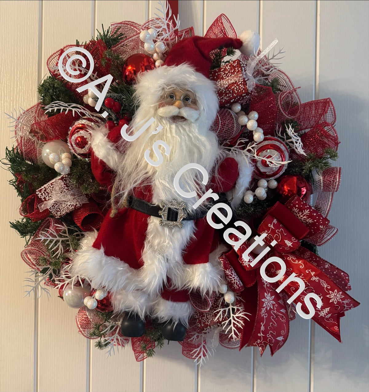 Red & White Santa Wreath