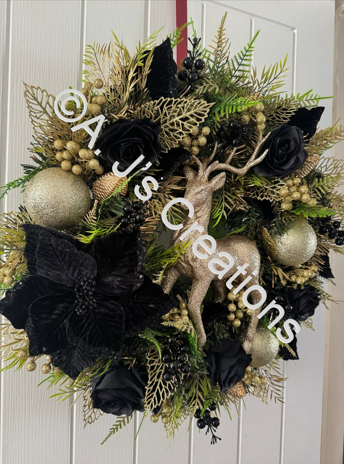 Black and Gold Stag Wreath