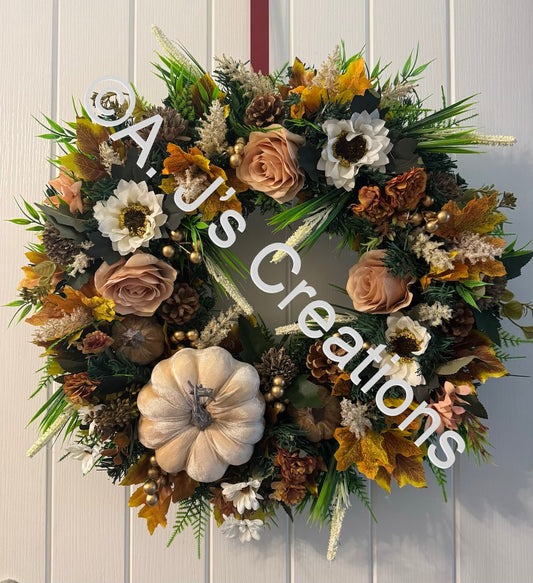 Ivory Pumpkin Wreath