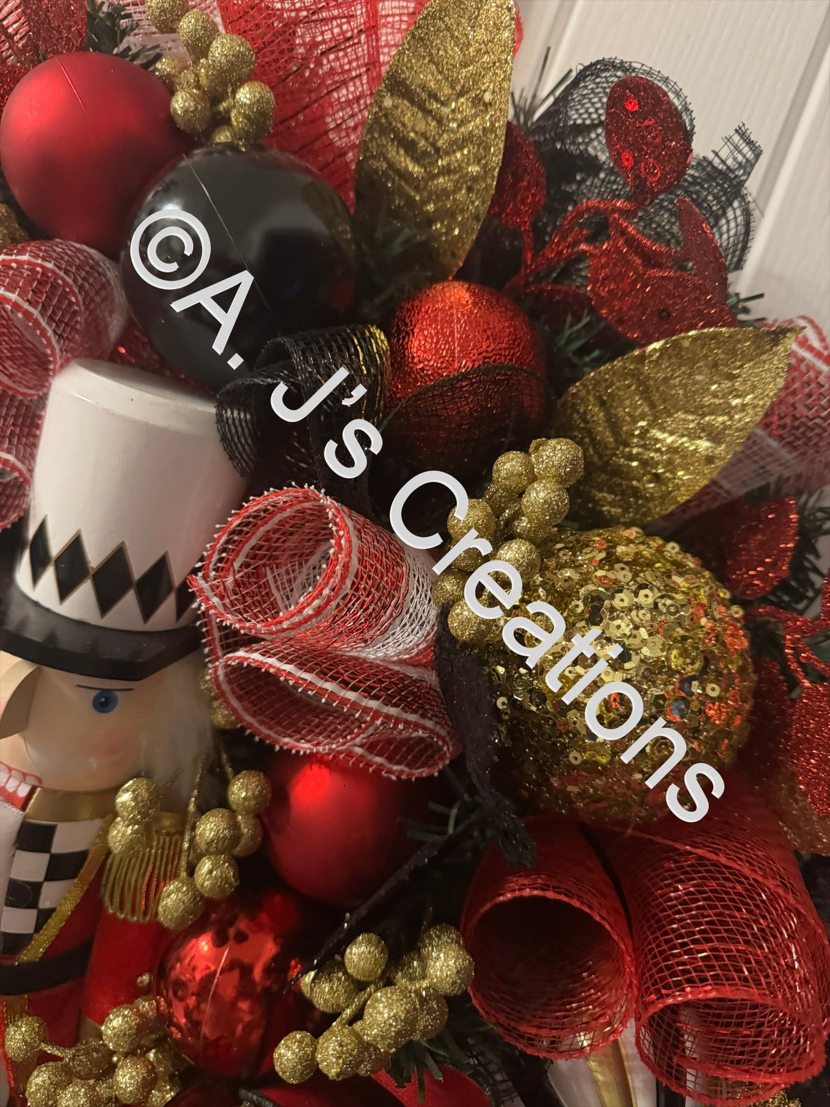 Nutcracker Wreath in Red, Black & Gold