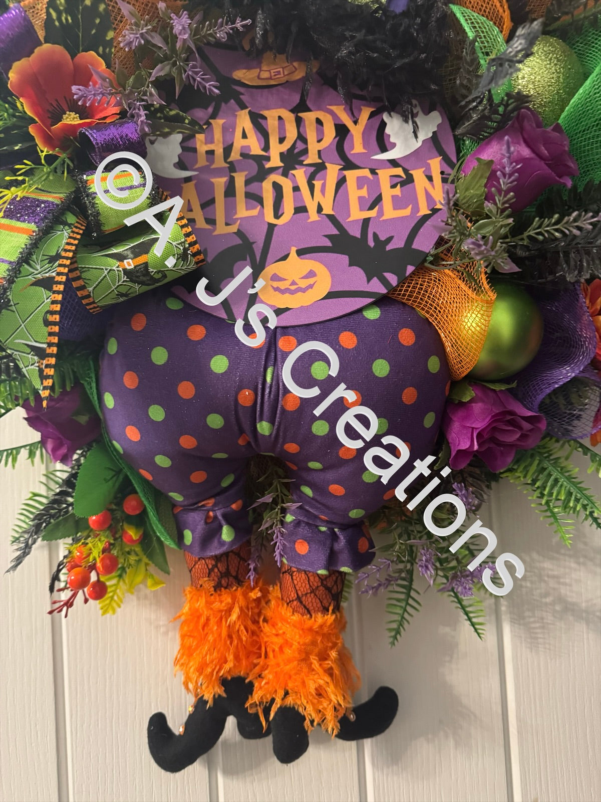 Witch Wreath in Purple, Green & Orange