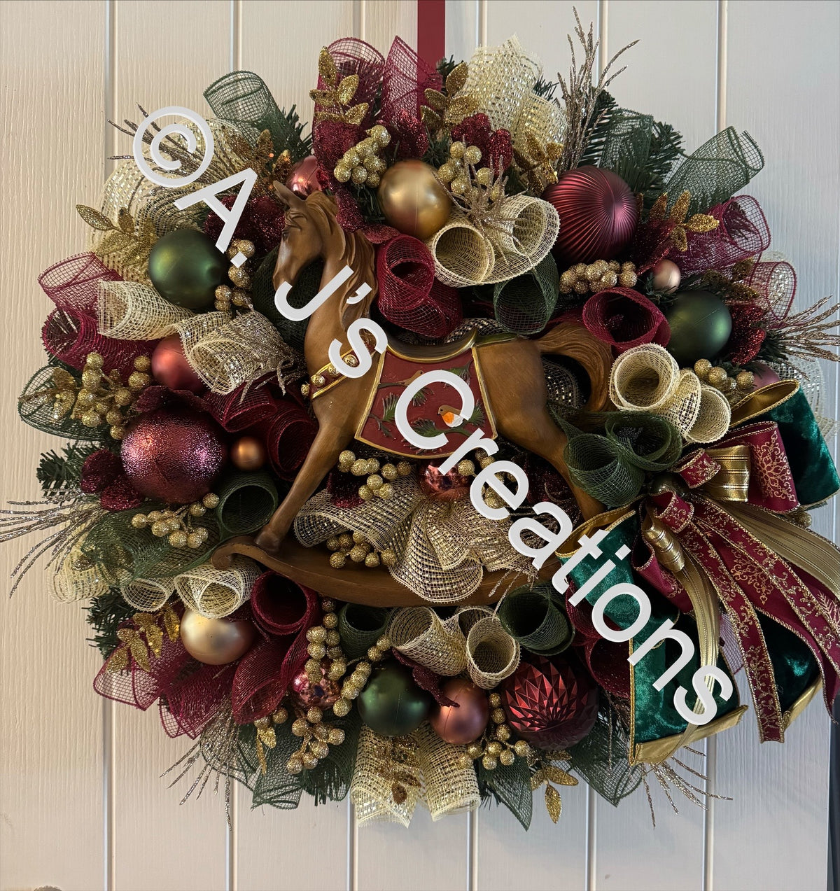 Traditional Style Rocking Horse Wreath