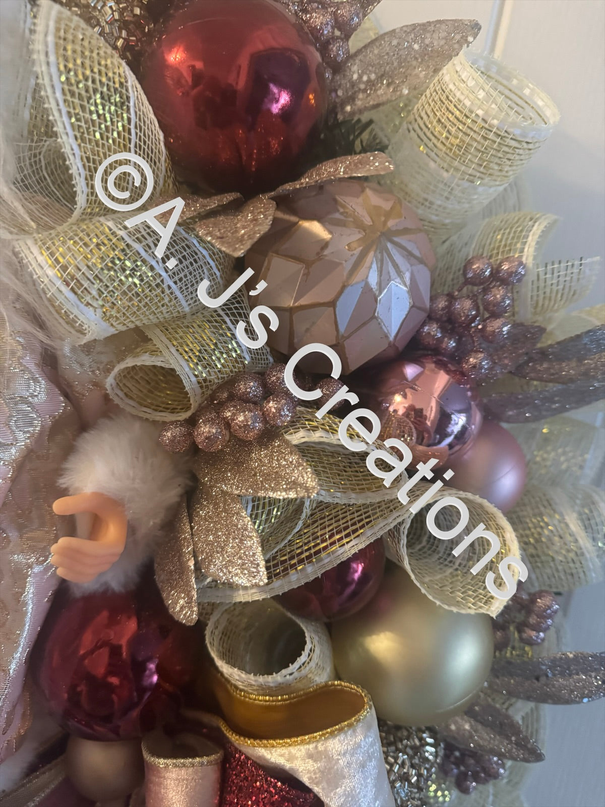 Santa in Gold, Burgandy & Pink