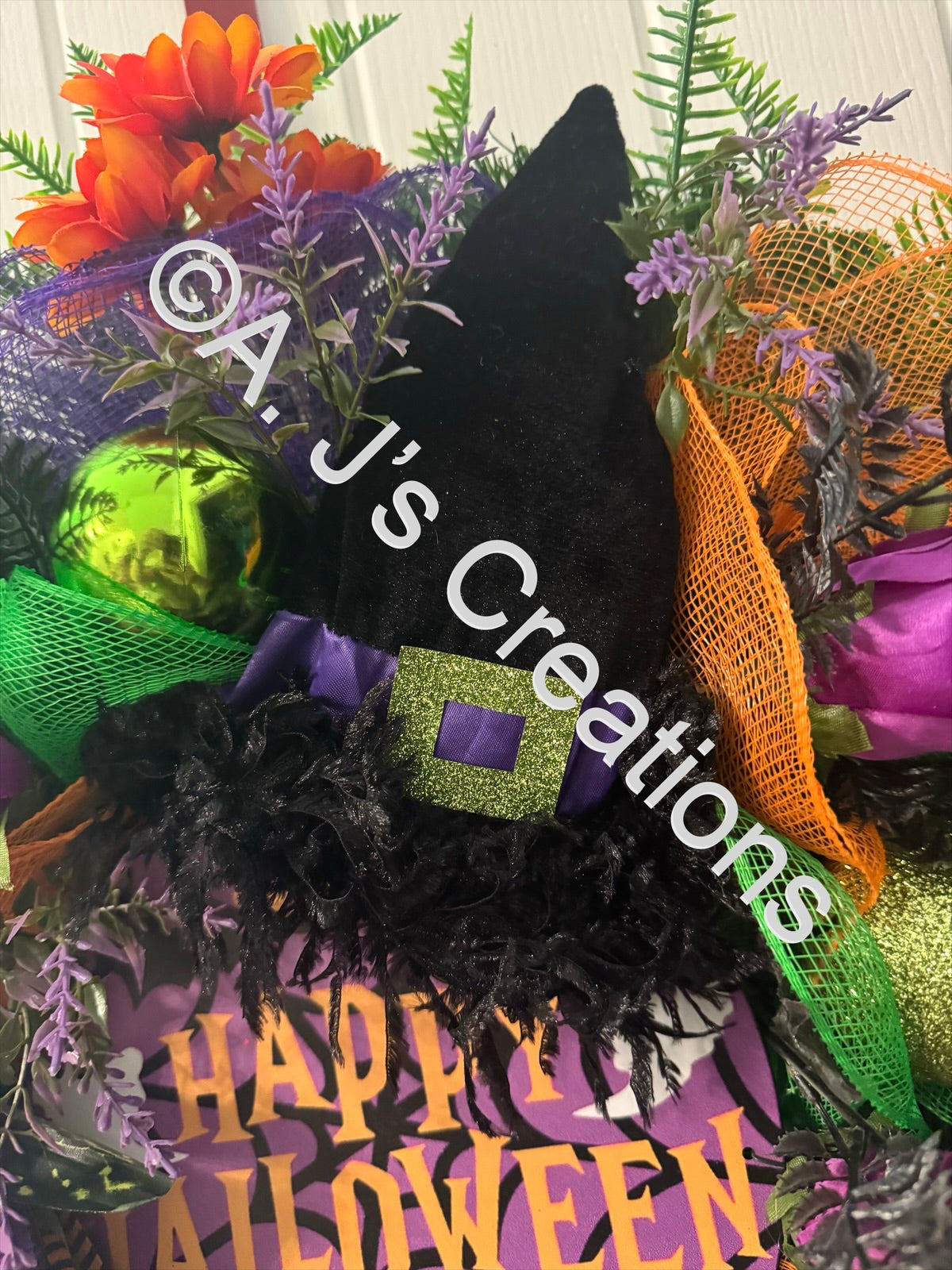 Witch Wreath in Purple, Green & Orange