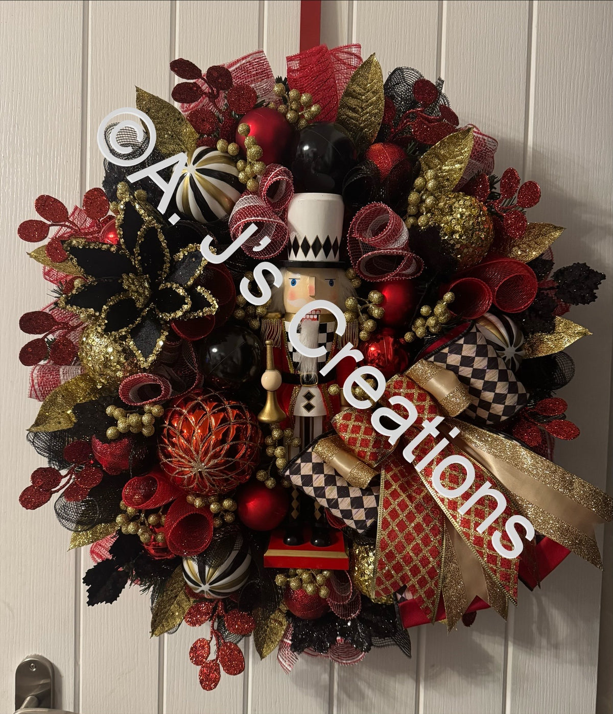 Nutcracker Wreath in Red, Black & Gold