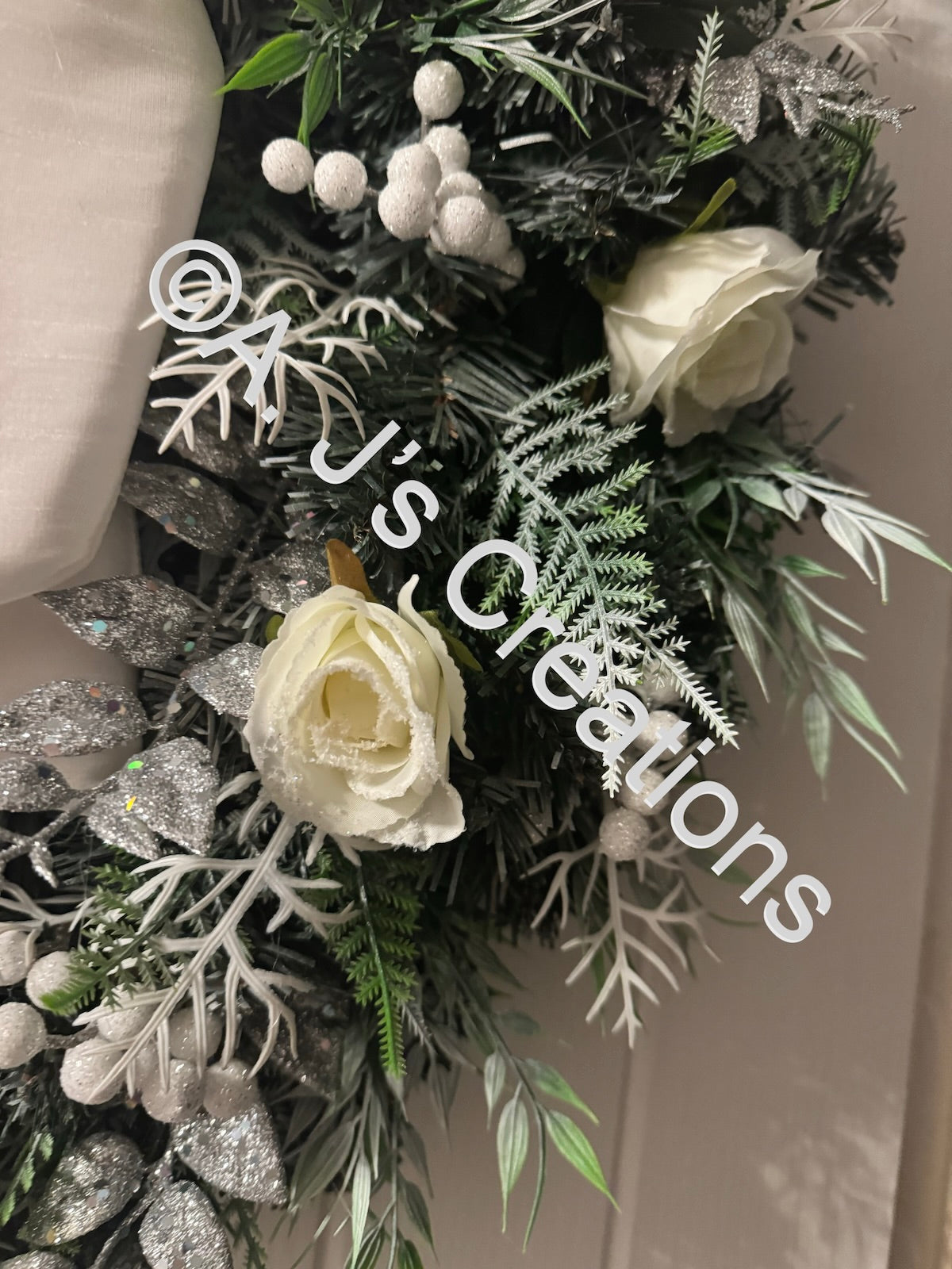 Winter White Big Bow Wreath