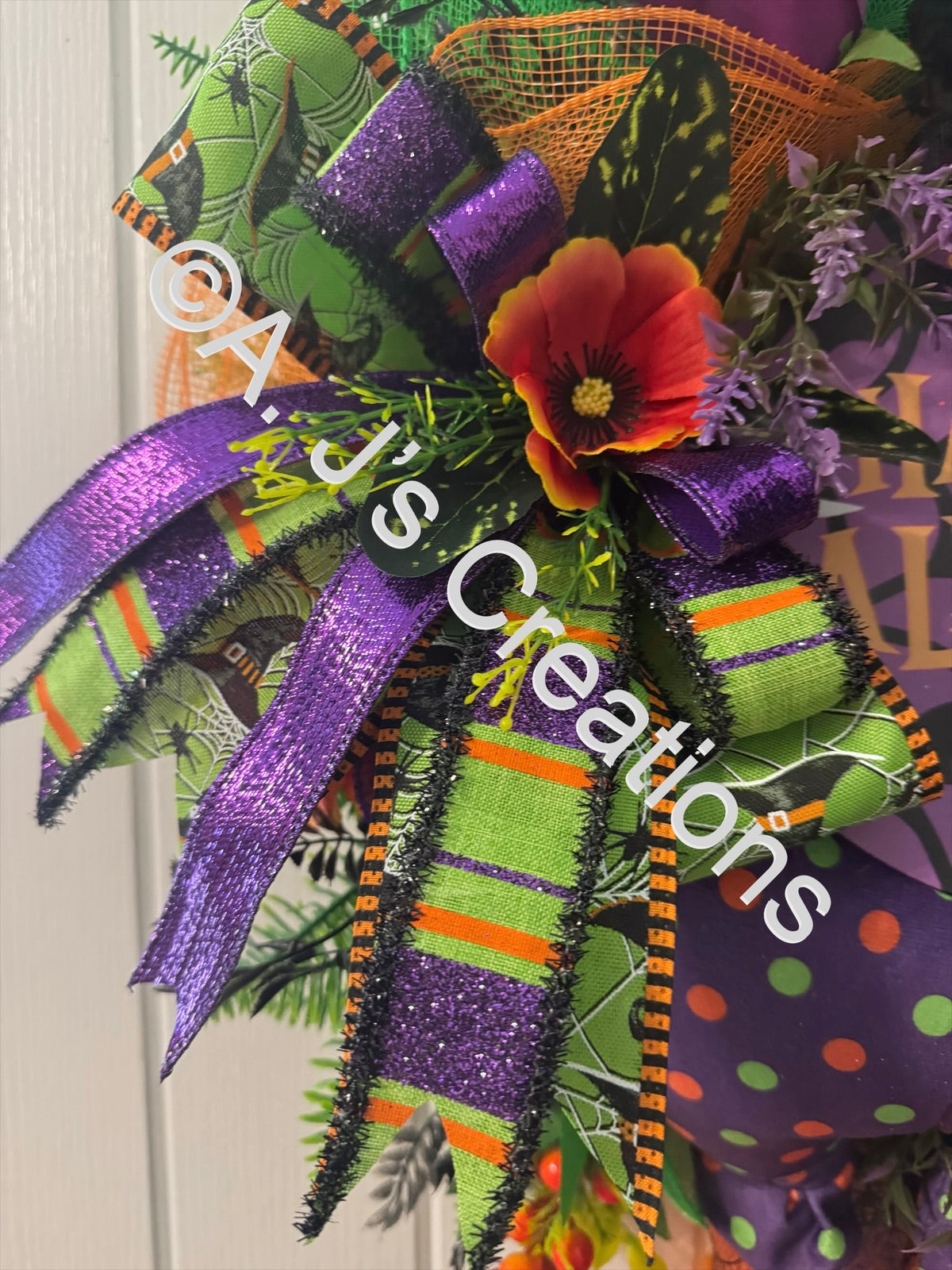 Witch Wreath in Purple, Green & Orange