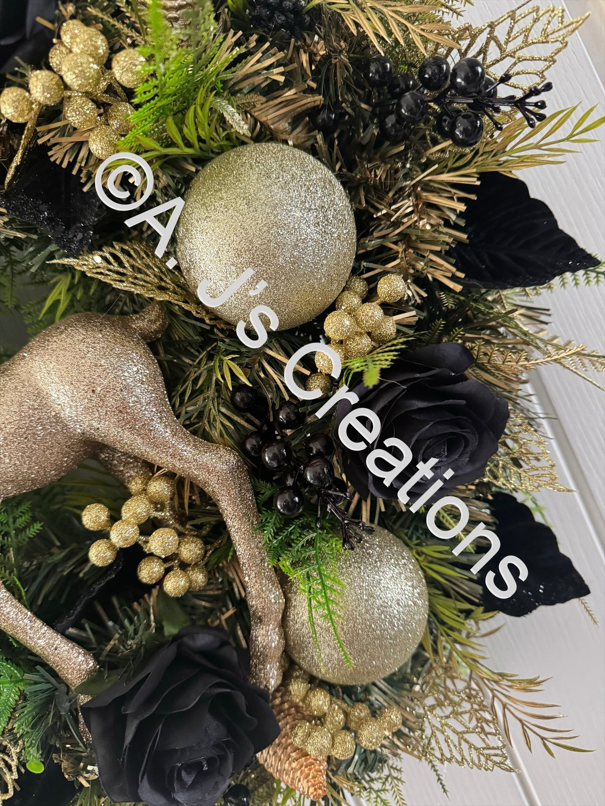 Black and Gold Stag Wreath