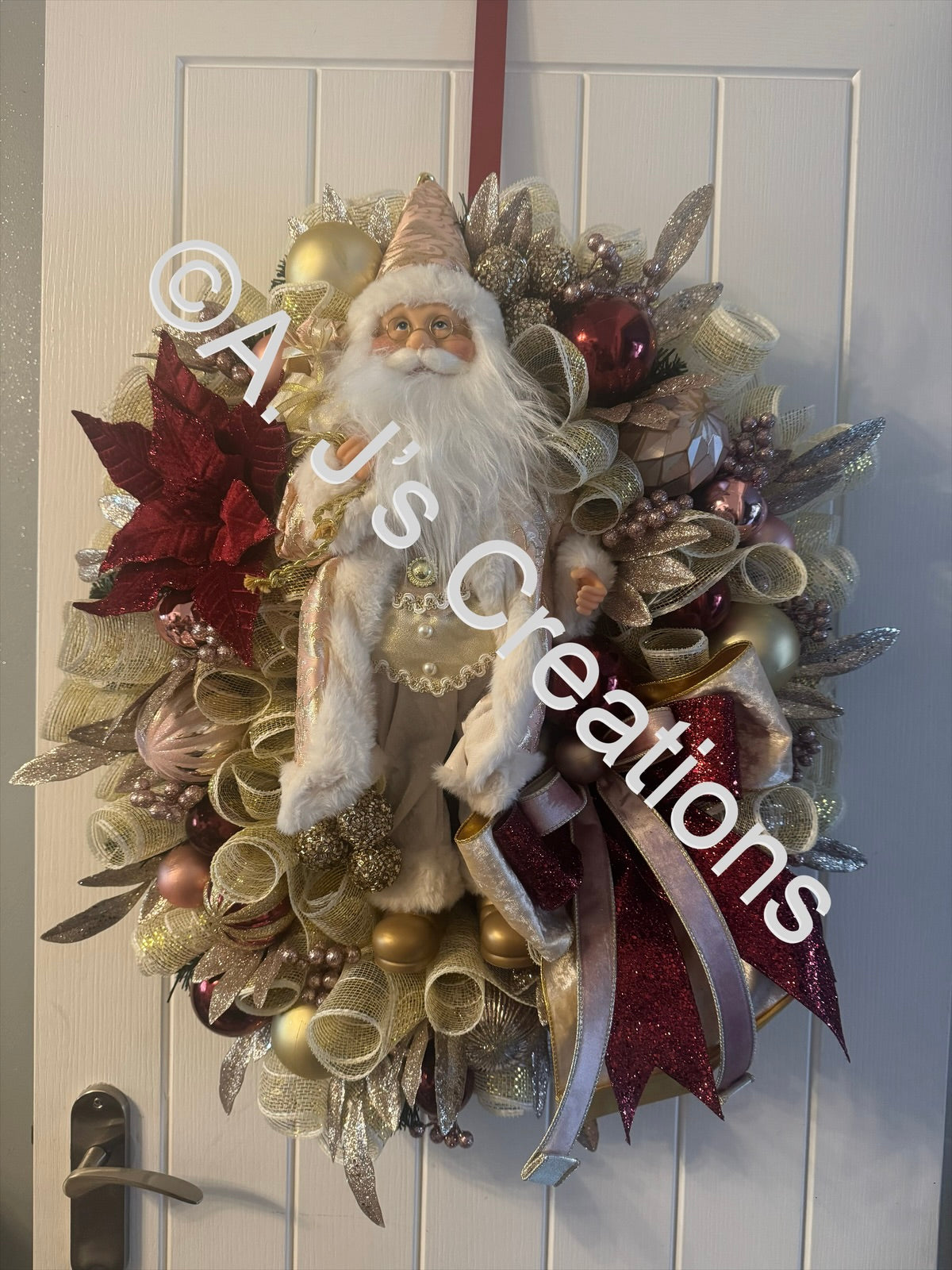 Santa in Gold, Burgandy & Pink