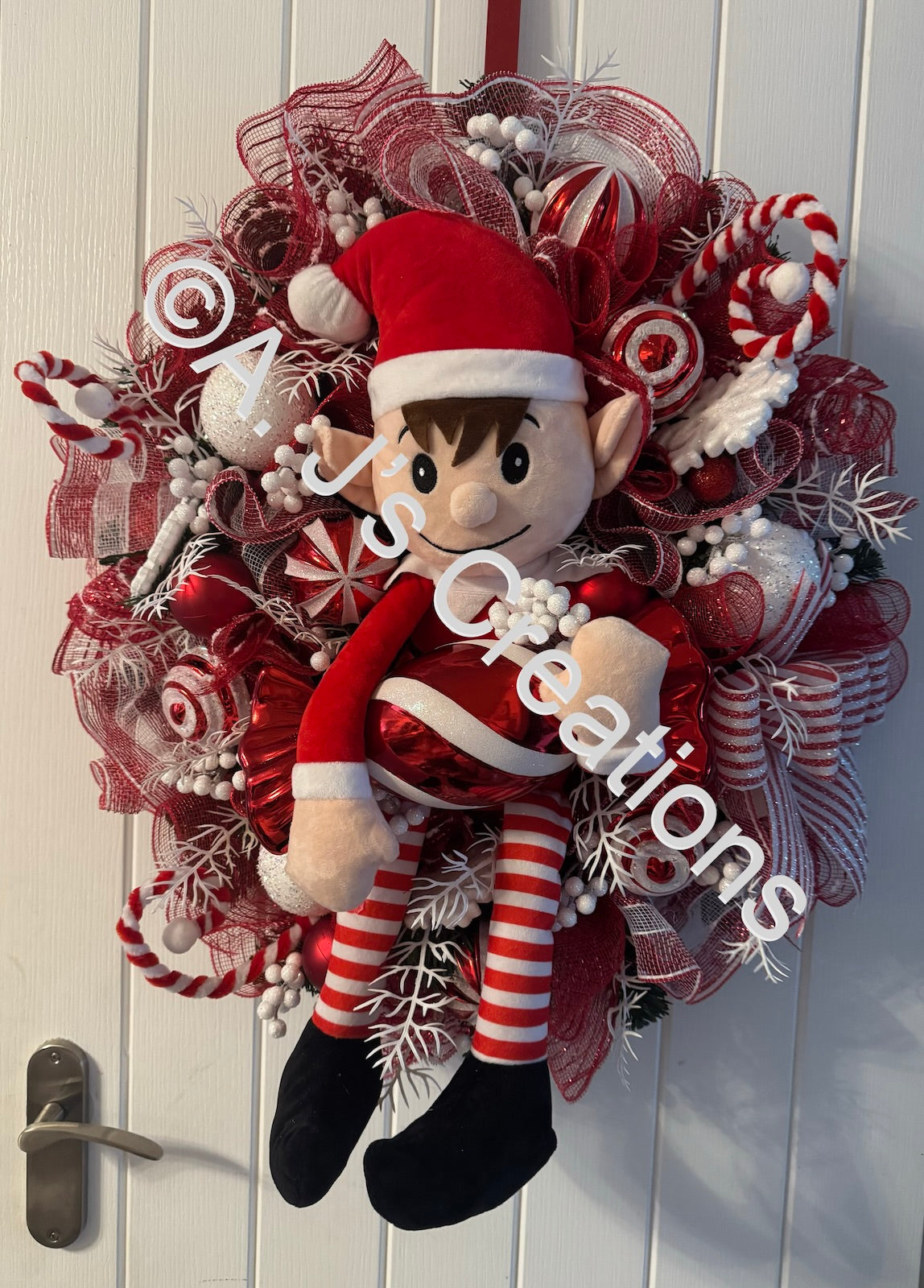 Candy Cane Elf Wreath