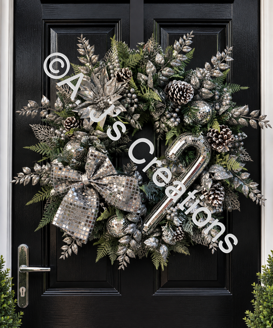 Mirror Ball Candy Cane Wreath