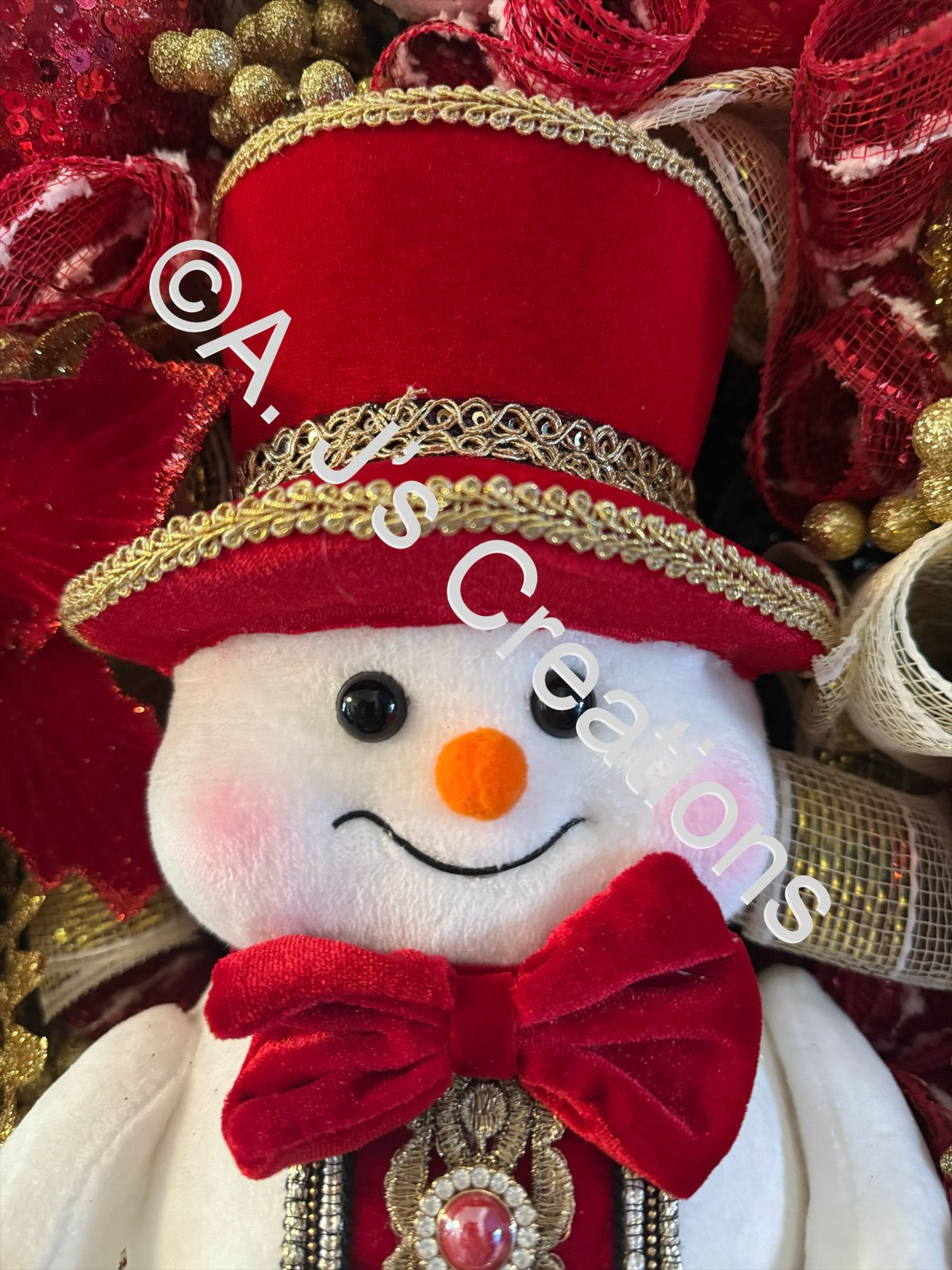 Elegant Snowman Wreath