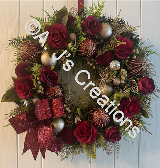 Traditional Burgundy & Gold Wreath