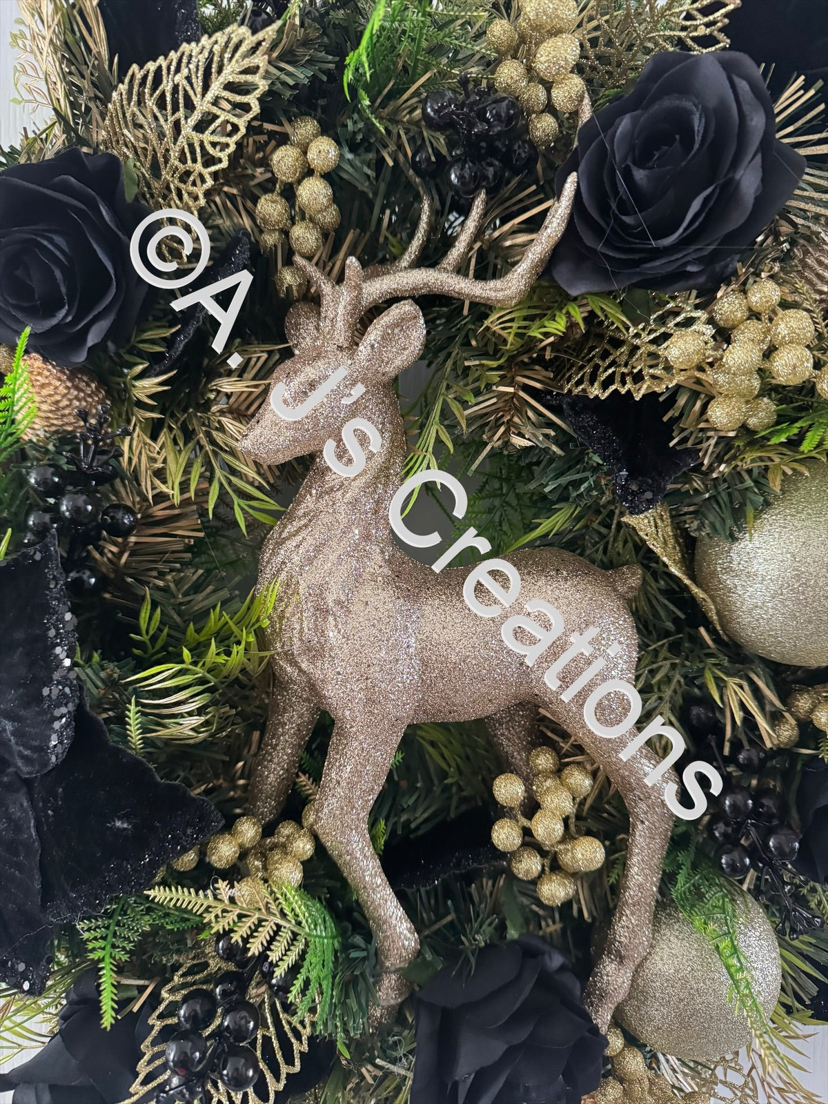 Black and Gold Stag Wreath