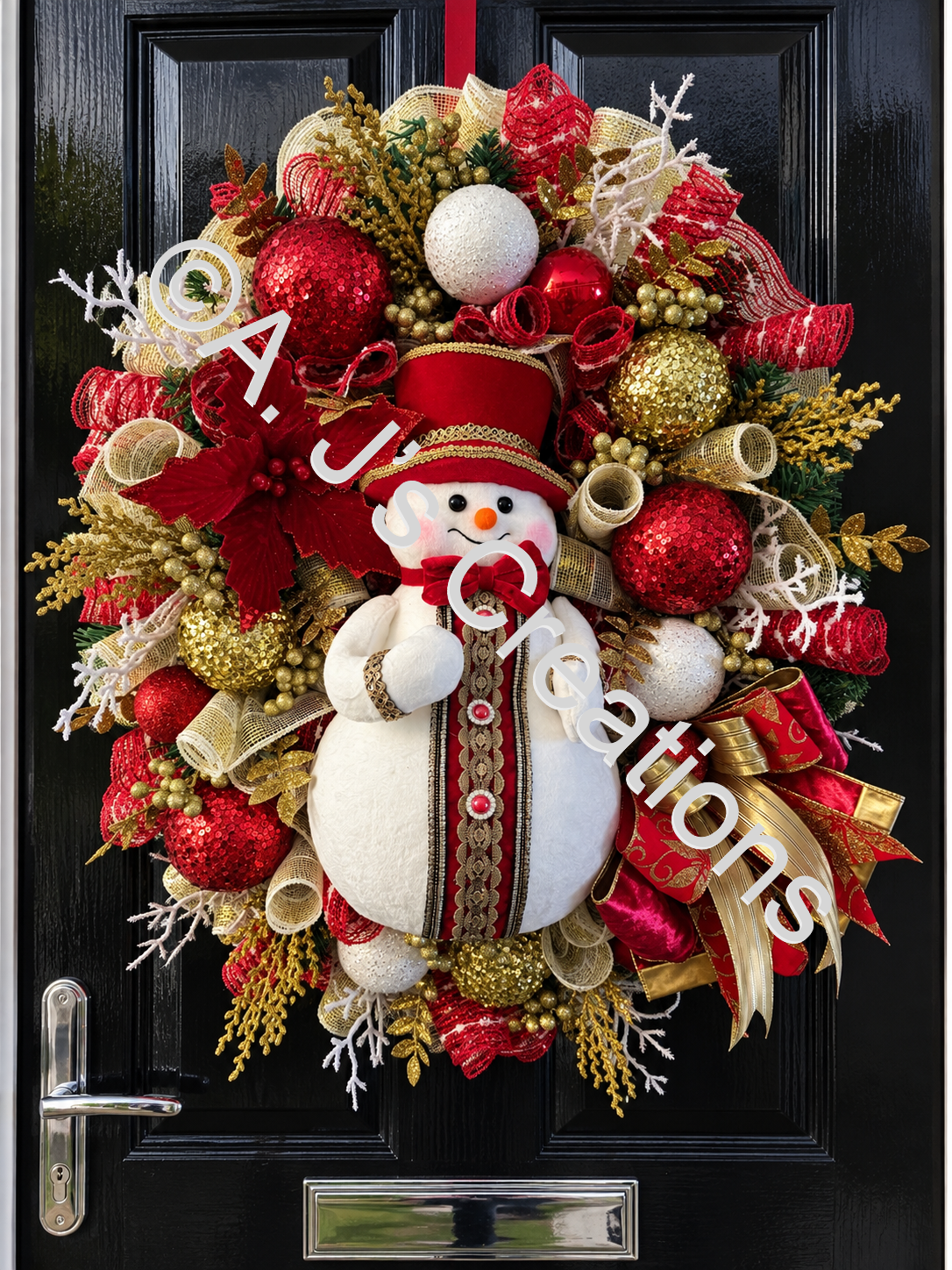 Elegant Snowman Wreath