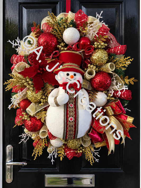 Elegant Snowman Wreath