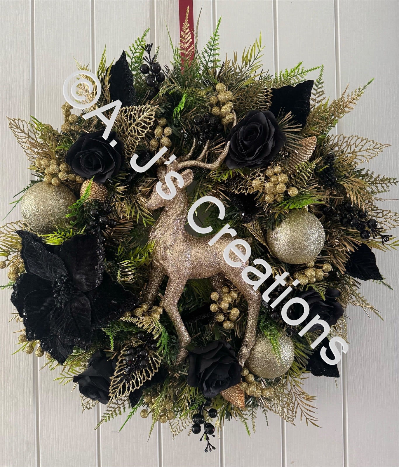 Black and Gold Stag Wreath