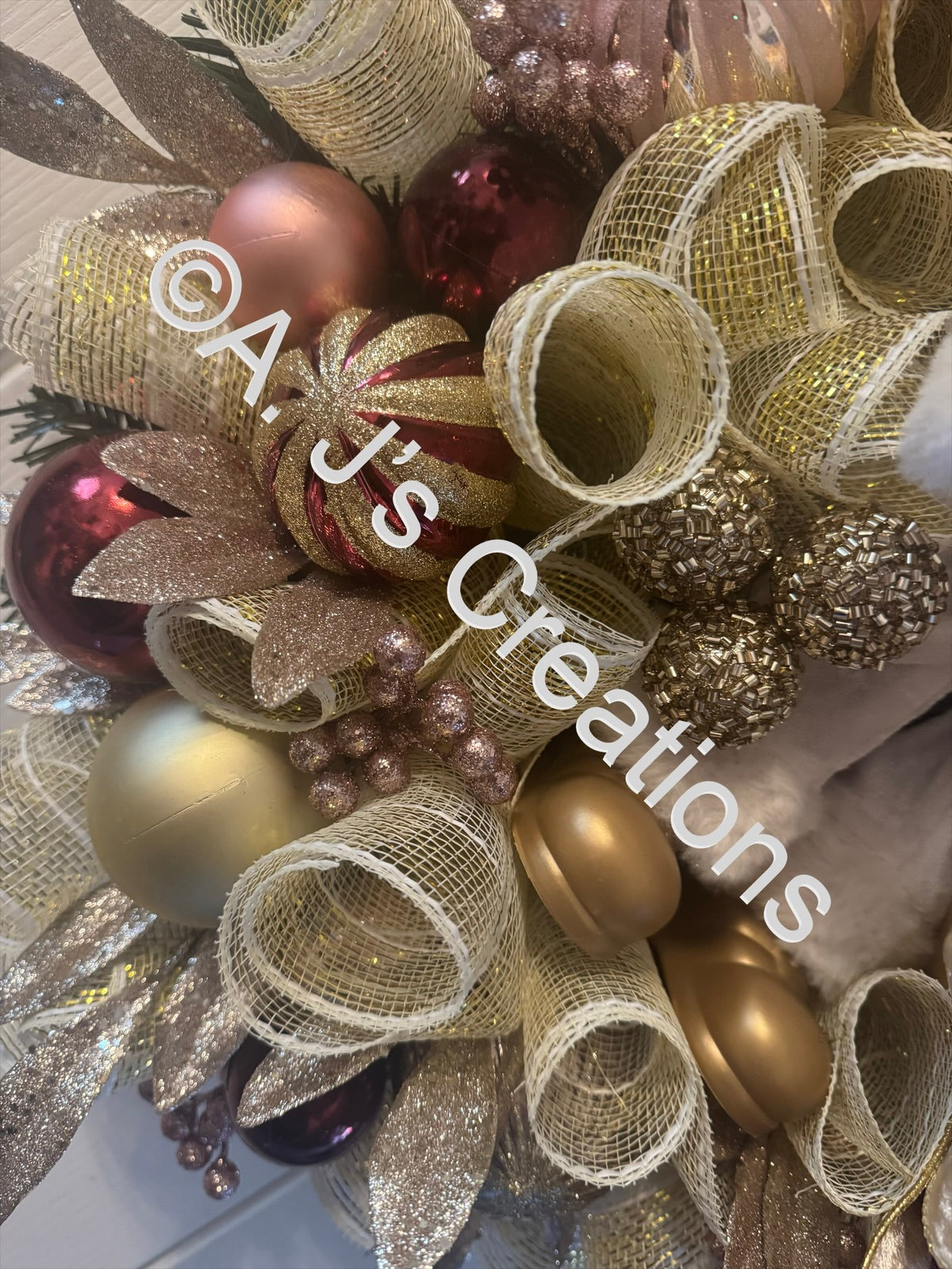 Santa in Gold, Burgandy & Pink