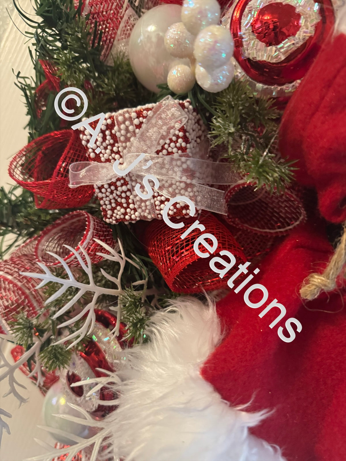 Red & White Santa Wreath