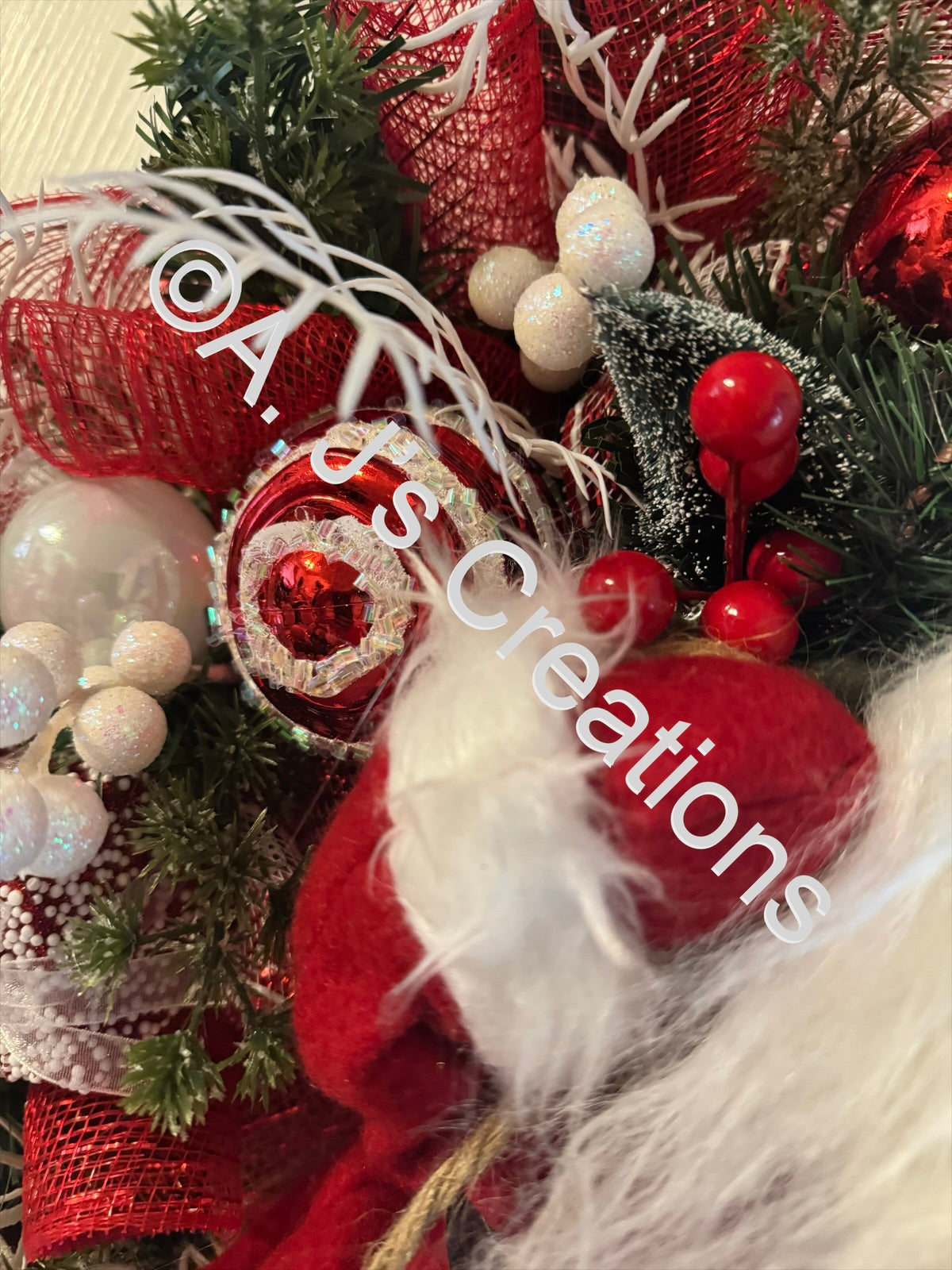 Red & White Santa Wreath