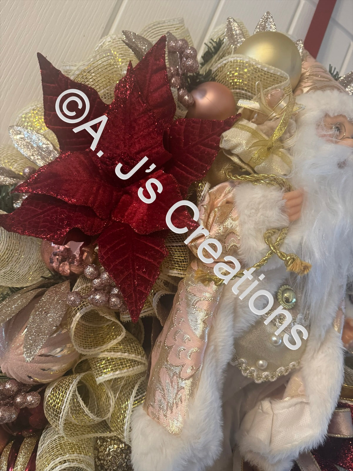 Santa in Gold, Burgandy & Pink
