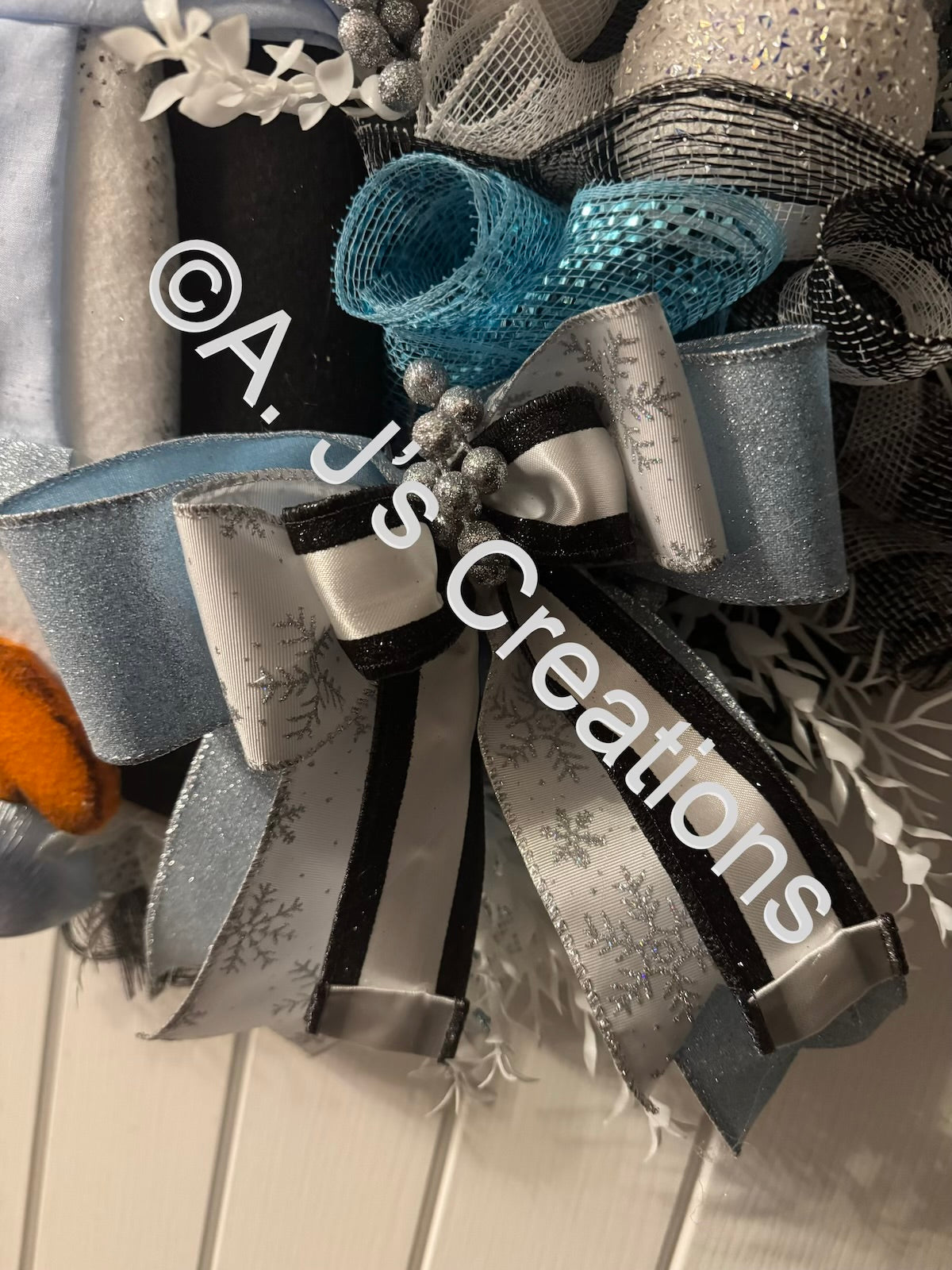 Blue Hat Penguin Wreath