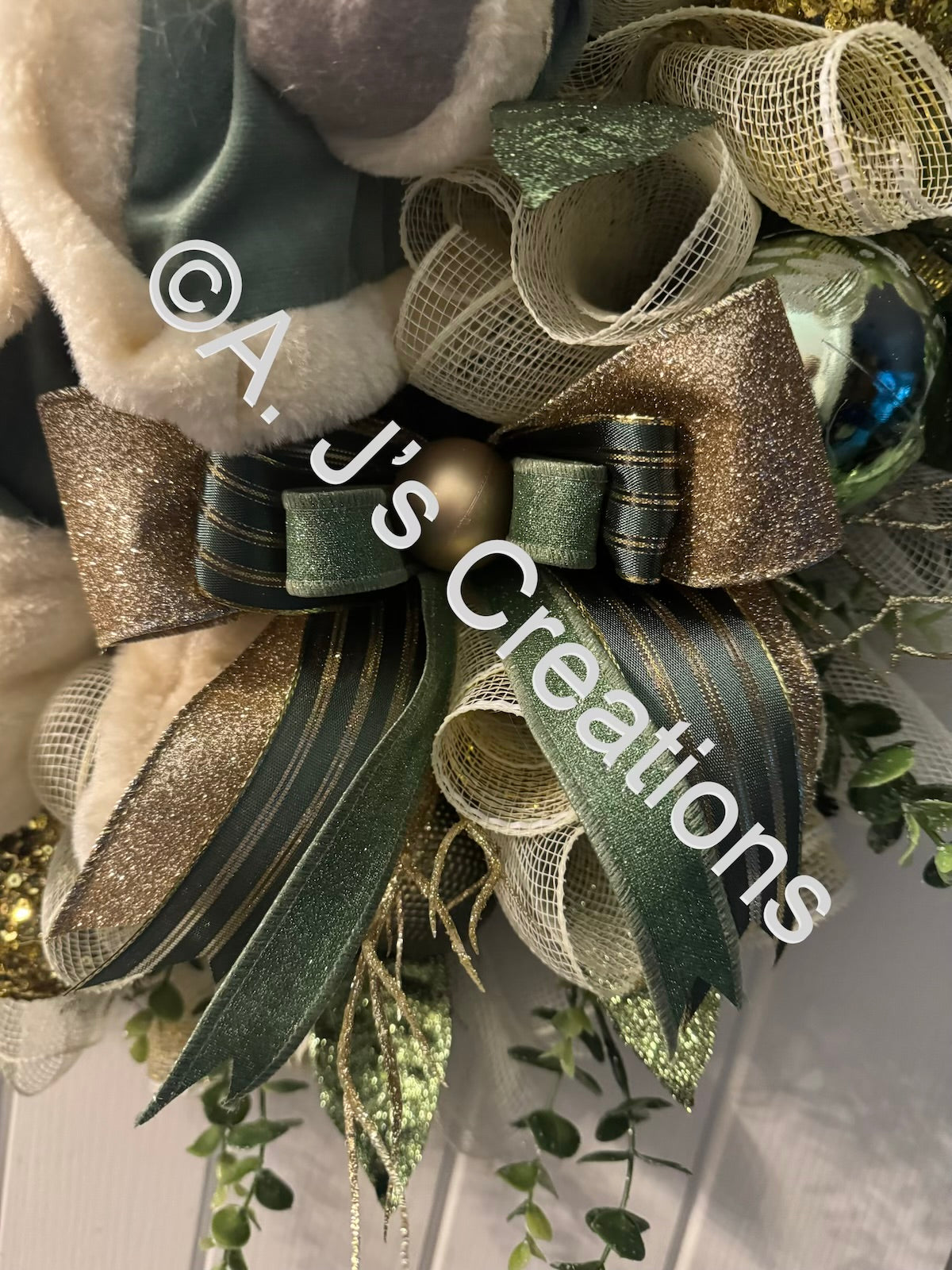 Green and Gold Santa Wreath
