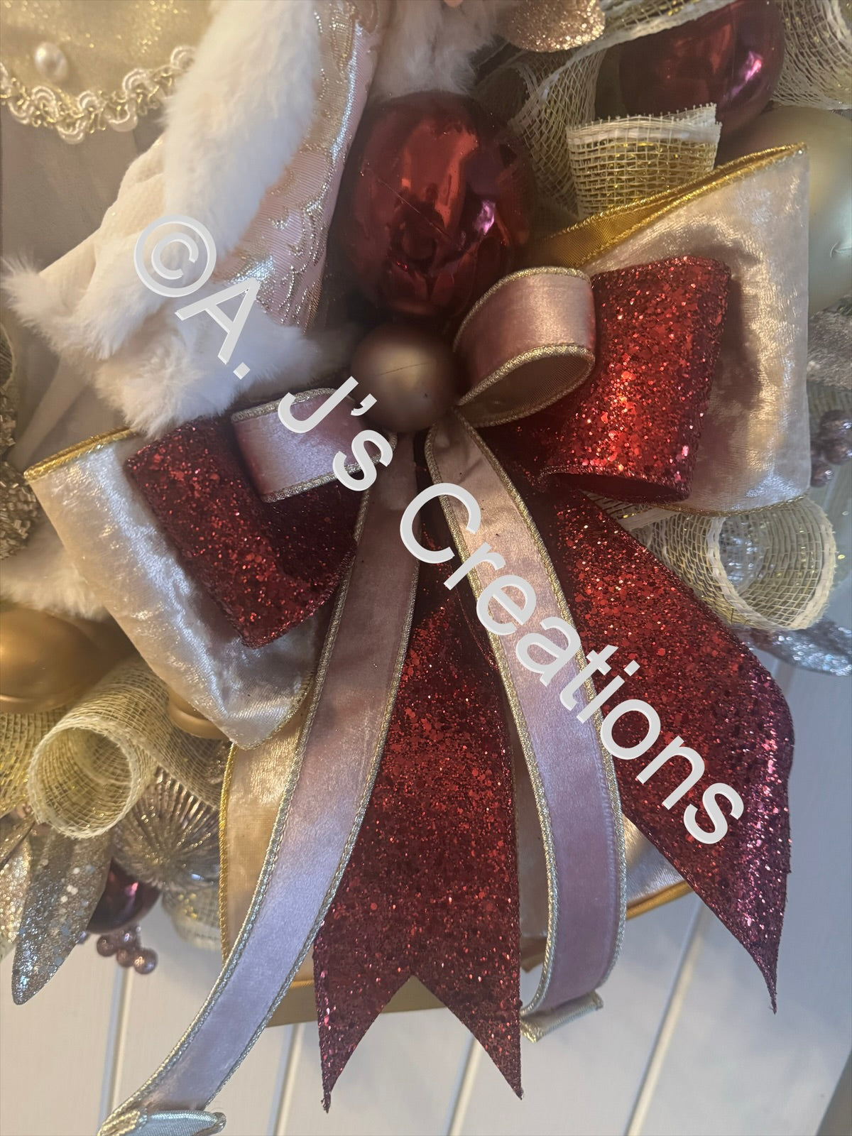Santa in Gold, Burgandy & Pink