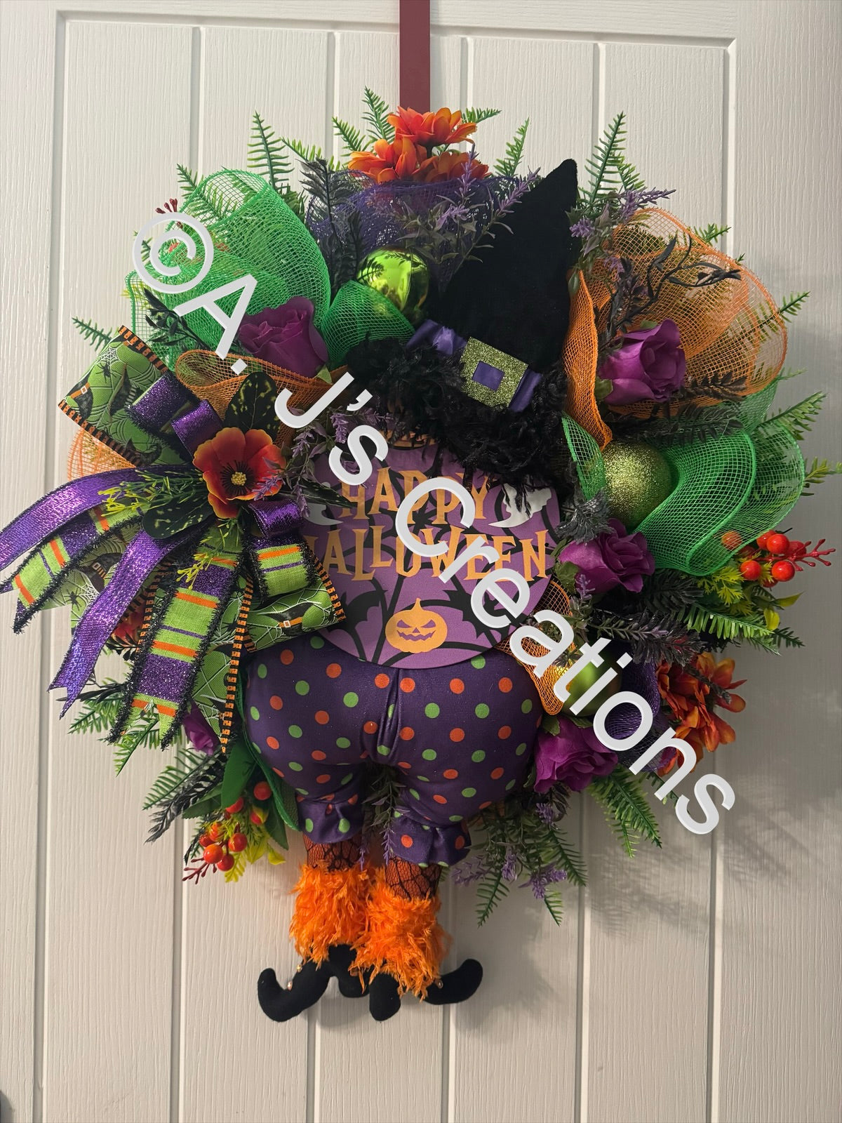 Witch Wreath in Purple, Green & Orange