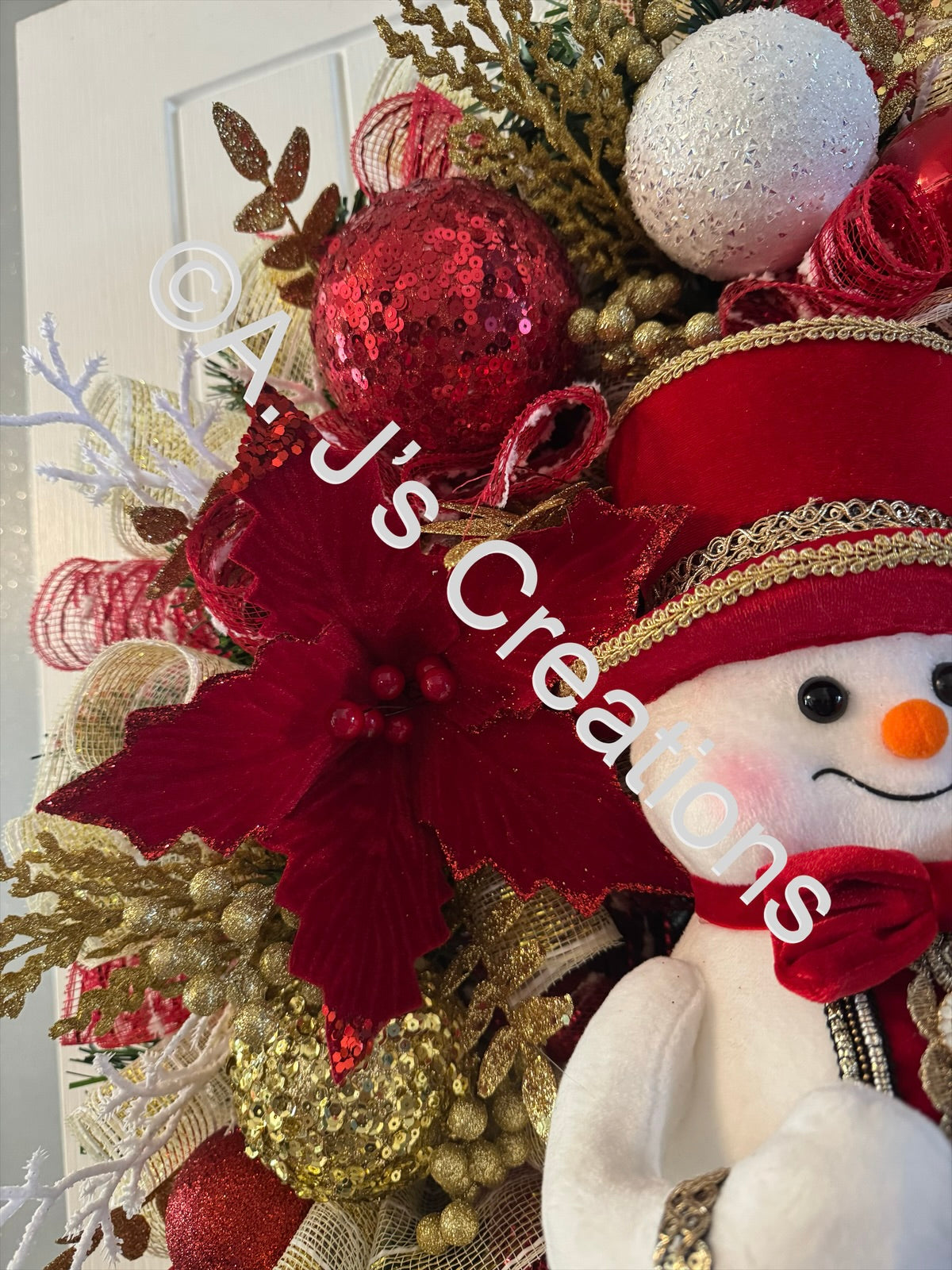 Elegant Snowman Wreath