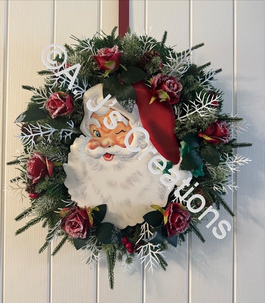 Winking Santa Wreath