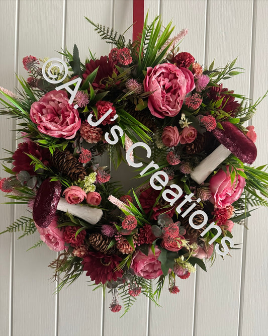 Burgundy & Pink Autumn Wreath